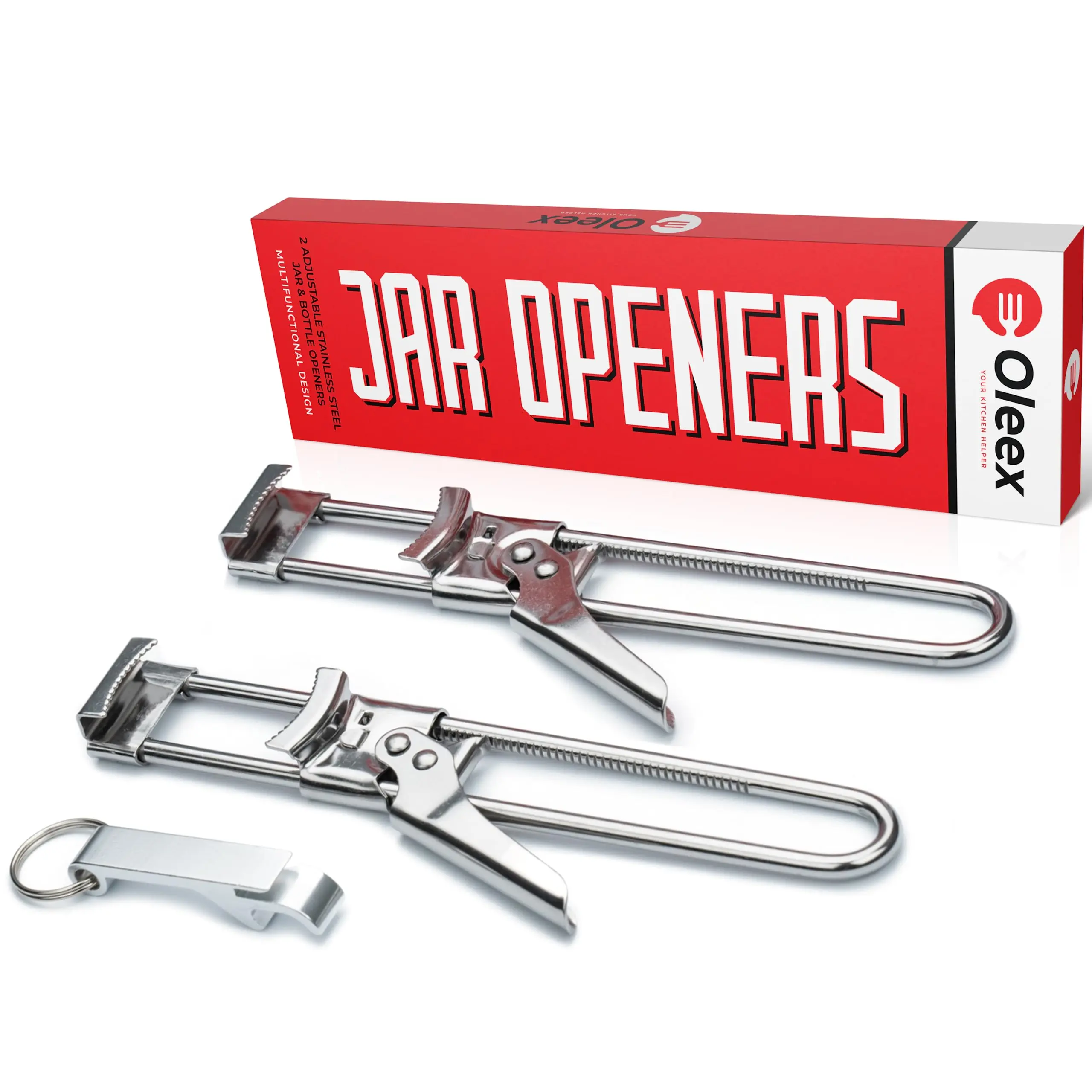 Oleex Jar Opener For Weak Hands (x2) With Keychain Bottle Cap Opener. Easy Seniors  Openers. Gripper Tight Lid Kitchen Gadgets