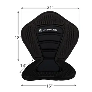 Standard Padded Kayak Canoe Seat Adjustable Backrest with 4 Straps Durable Sit-On-Top Cushion for Kayaking, Rafting & Fishing