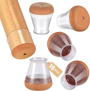 16 count Chair  Floor Protectors for Hardwood Floors -  Felt Furniture Pads - Chair  Caps - Clear Rubber Chair Sliders - S(Fit:0.5"-0.8")