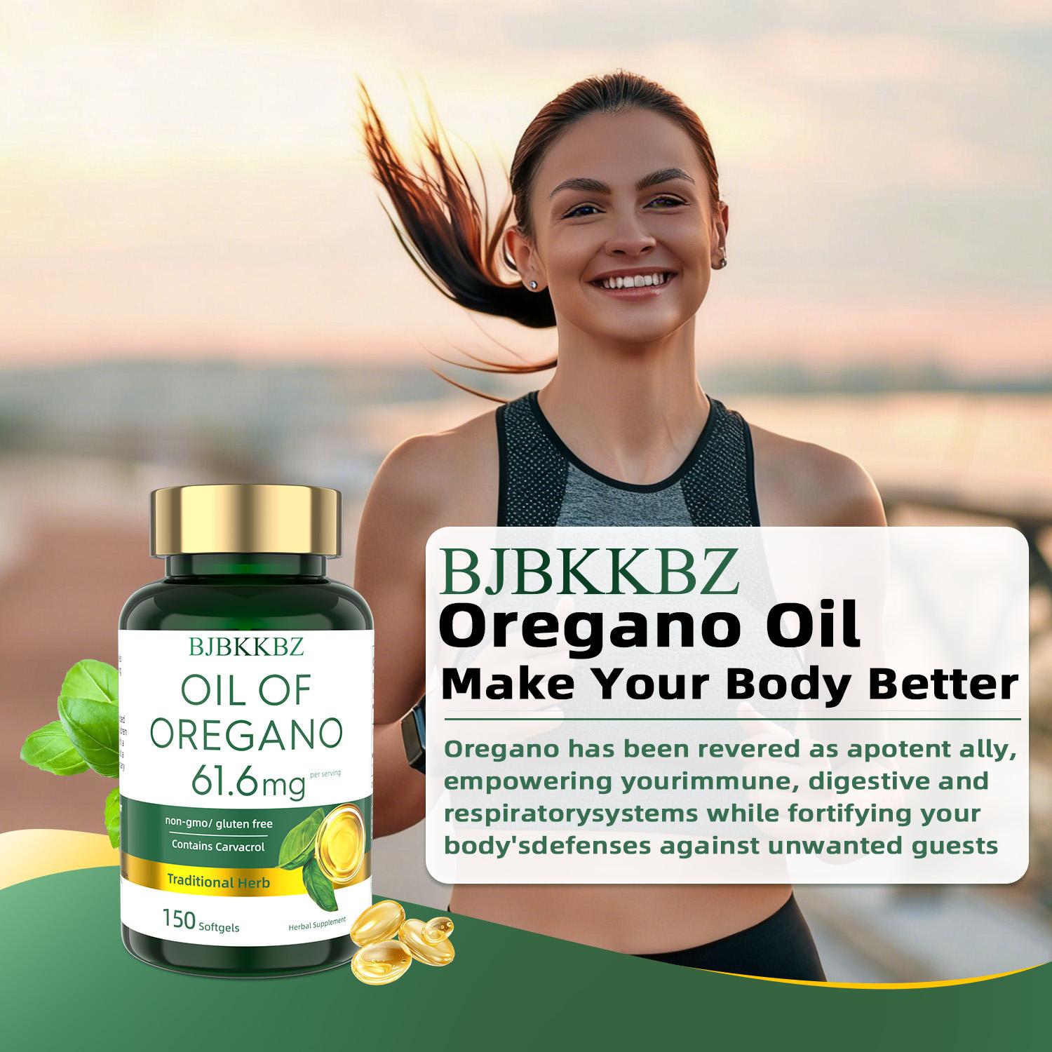 BJBKKBZ Oil of Oregano Softgels, 61.6mg Per Serving with Carvacrol, Non-GMO & Gluten Free Traditional Herbal Supplement, 150 Count