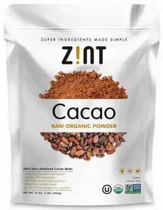 Zint Organic Cacao Powder (16 oz): Raw Non-Alkalized Chocolate With Powerful Antioxidants and Resveratrol
