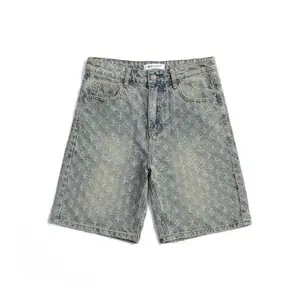 Men’s denim shorts, relaxed fit distressed jean shorts for men, breathable casual streetwear shorts, crafted knee-length shorts