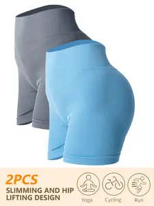 2Pcs Ladies Vertical Ribbed Yoga Pants, soft skin-friendly stretch leggings with sleek slim silhouette.Durable anti-pilling texture, comfy casual bottoms ideal for sports and everyday casual occasions.
