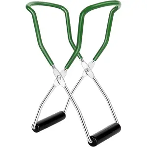 Canning Jar Lifter, Canning Tongs, Stainless Steel Jar Lifter with Rubber Grip Handle for Home Kitchen, Darkgreen
