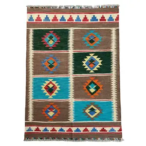 5x7 Handmade Afghan Kilim Rug,  Flatweave, Southwestern Style