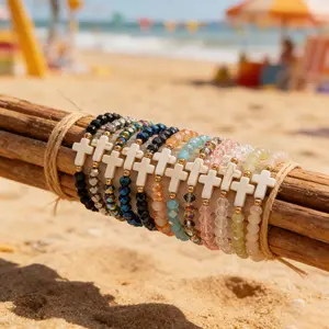 12Pcs Bohemian Colorful Beaded Bracelets Set Vibrant Stackable Bracelet with Turquoise Cross Handmade Elastic Geometry Beaded Bangle Vacation Travel Beach Bracelet Festivals, Birthdays, and Special Occasions Party Jewelry Valentine's Day Gift