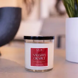 Naughty or Spice Candle Natural Soy Wax Cinnamon Chai & Creamy Vanilla Latte Scented 3 oz & 9 oz