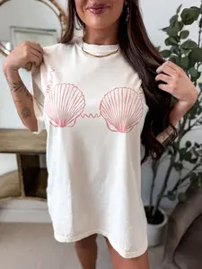 Vintage Seashell Bikini Shirt, Ivory Coastal Beach Graphic Tee, Summer Ocean Aesthetic T-Shirt, Retro Vacation Comfort Colors Shirt, Gift for Men, Gift for Women, Crew Neck T-shirt, Trending T-shirt