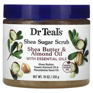 Dr. Teal's Shea Sugar Scrub, Shea Butter & Almond Oil with Essential Oils, 19 oz (538 g)