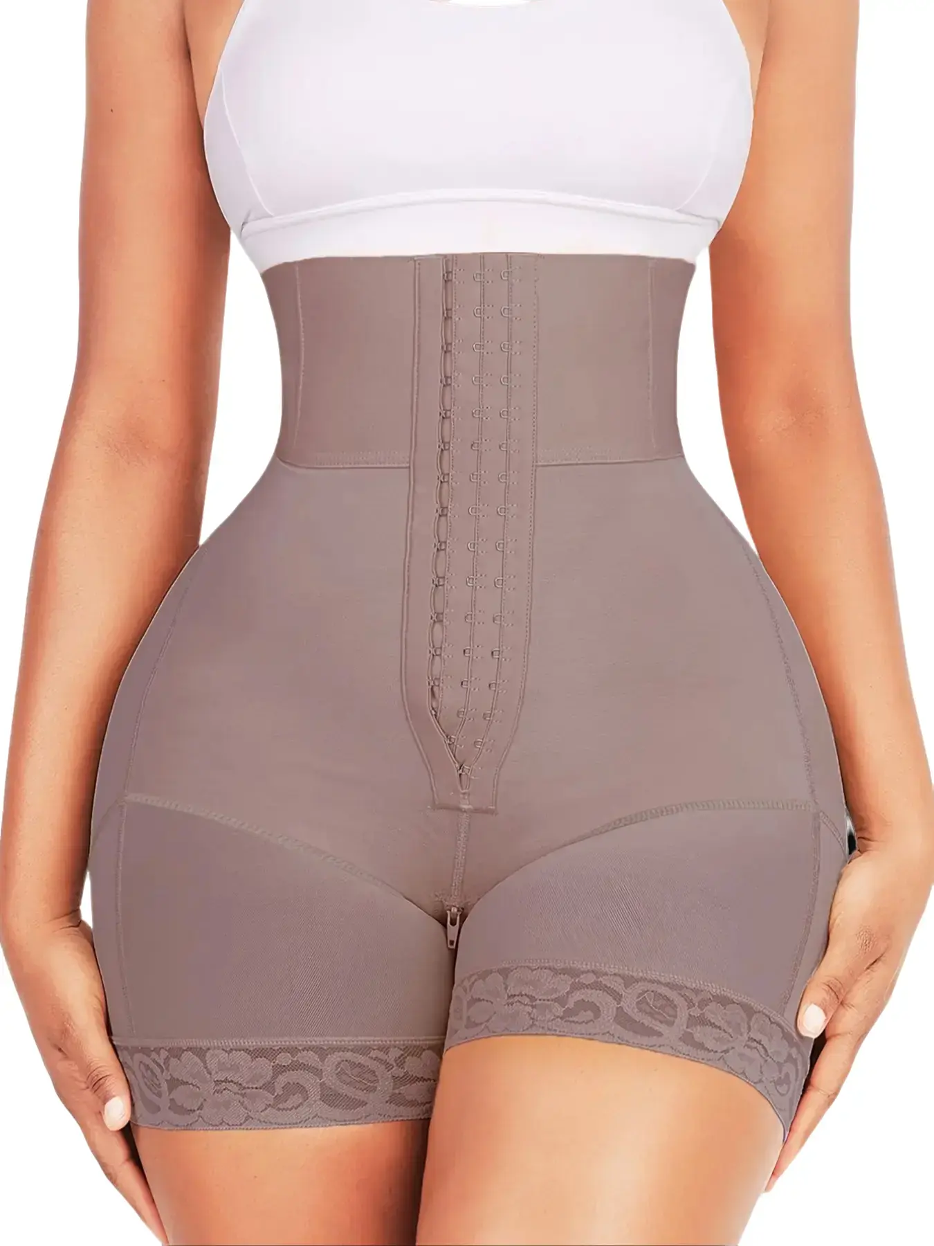 Women's High Waist Shaping Shorts, Lace Trim, Tummy Control & Butt Lift Shapewear Panty Underwear, Stretchy Breathable Casual Fitness Yoga Shorts, Suitable for All Seasons Shapewear Everyday, Womenswear, High Waist Sculpting, Feminine