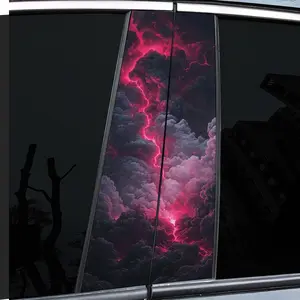 2-Piece smoke rose glitter themed B-pillar car decal, Car Decorative Sticker, Car Vehicle Decoration, durable vinyl, semi-matte finish, easy to attach - perfect for glass and metal surfaces, - as well as decorative laptops - helmets - motorcycles