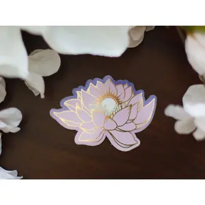 Celestial Garden Sun Lotus Die Cut Gold Mirror Effect Sticker