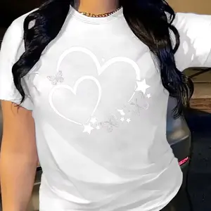 Plus Size - S-5XL Plus Size Fashion Printed T-Shirt for Women | Casual Short Sleeve, Crew Neck, All-Season Wear, Multiple Colors Available