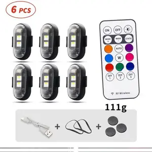 6-Pack LED decorative Lights with Remote Multi-Color Wireless Lights for Cars Motorcycles Bike Wireless Control