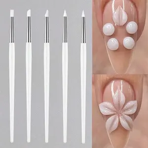 3D Nail Art Pen Set, 5PCS Silicone Sculpting Tools for DIY Nails, Dotting & Design, Glitter Powder & Gel Polish Applicator, Professional Manicure Kit for Beginners to Experts, Custom 3D Patterns.