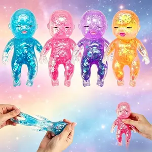 4 Pcs Glowing Slow Rebound Squishies, Bead-filled Glow Stress Balls, Soft Squeeze Toys, Sensory Fingertip Toy Set for Adults to Relieve Anxiety