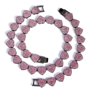 Elegant Pink Heart - Shaped Artificial Gem Necklace Perfect for Dinners, Events & Special Occasions