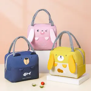 1 pc lunch bag, cute cartoon ear bento bag, insulated and keeps food cold/warm, student carry bag for daily commuting, lunch box bag