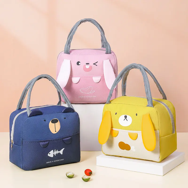 1 pc lunch bag, cute cartoon ear bento bag, insulated and keeps food cold/warm, student carry bag for daily commuting, lunch box bag