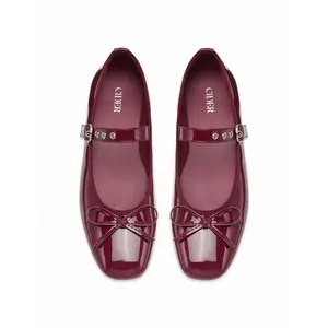 Cider SQUARE TOE BOWKNOT DECOR BUCKLE MARY JANE FLATS