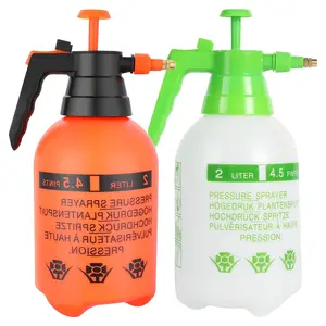 Set of Two 68Oz Garden Pump Sprayers, 2L Handheld Pressure Spray Bottles, 0.5-Gallon Adjustable Sprayers for Misting Plants, Weed Spraying, Home Cleaning, And Watering (Includes One Orange And One Green)