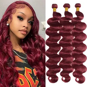 Burgundy Quick  weave  Hair Extensions Human Hair Body Wave Burgundy 99J Human Hair Bundles Unprocessed Brazilian Virgin Hair Bundles Burgundy 99J natural Human Hair Bundles bulk human raw hair