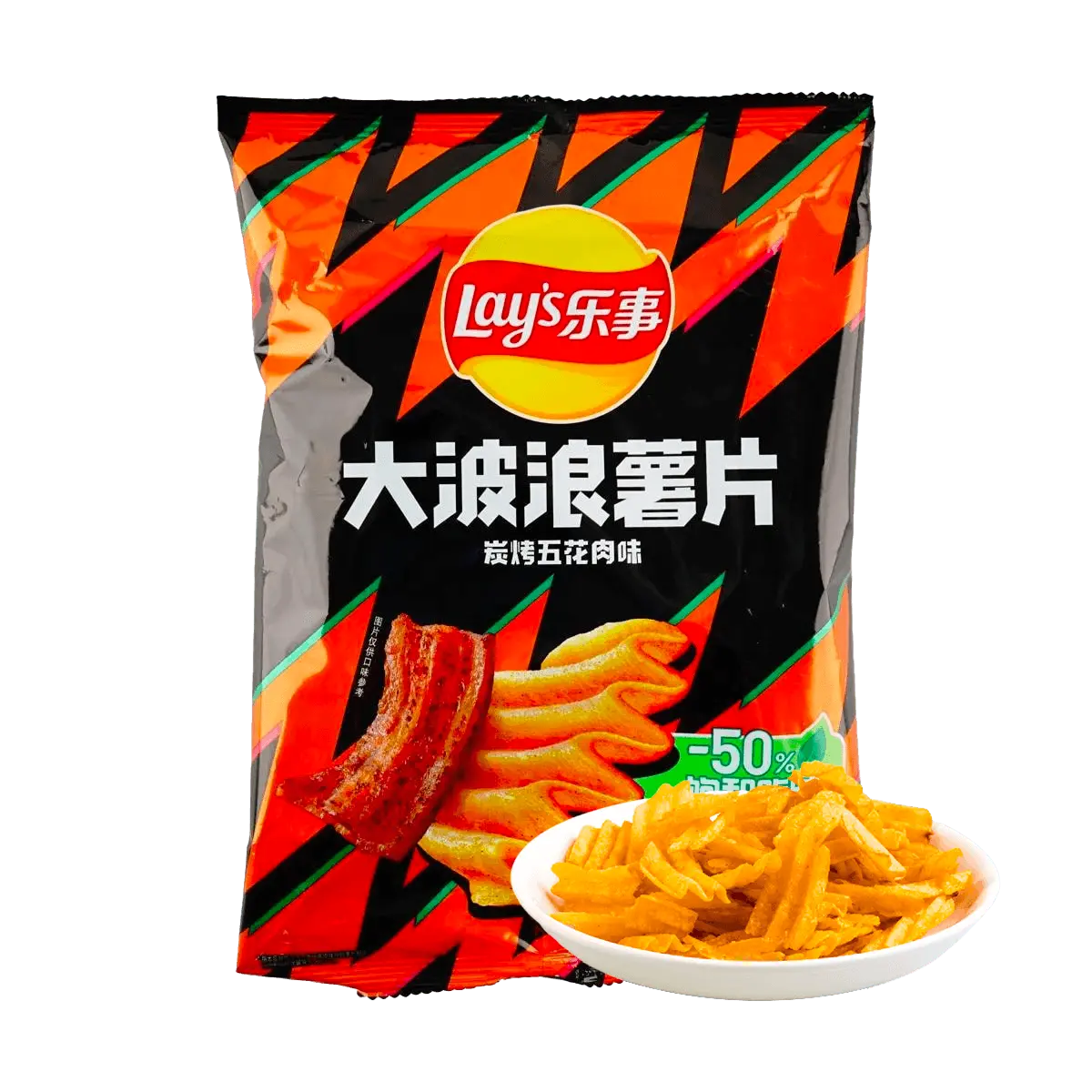 Lay's China BBQ Pork Flavor Potato Chips - Crispy Waves, 70g Bag, Authentic Chinese Snack
