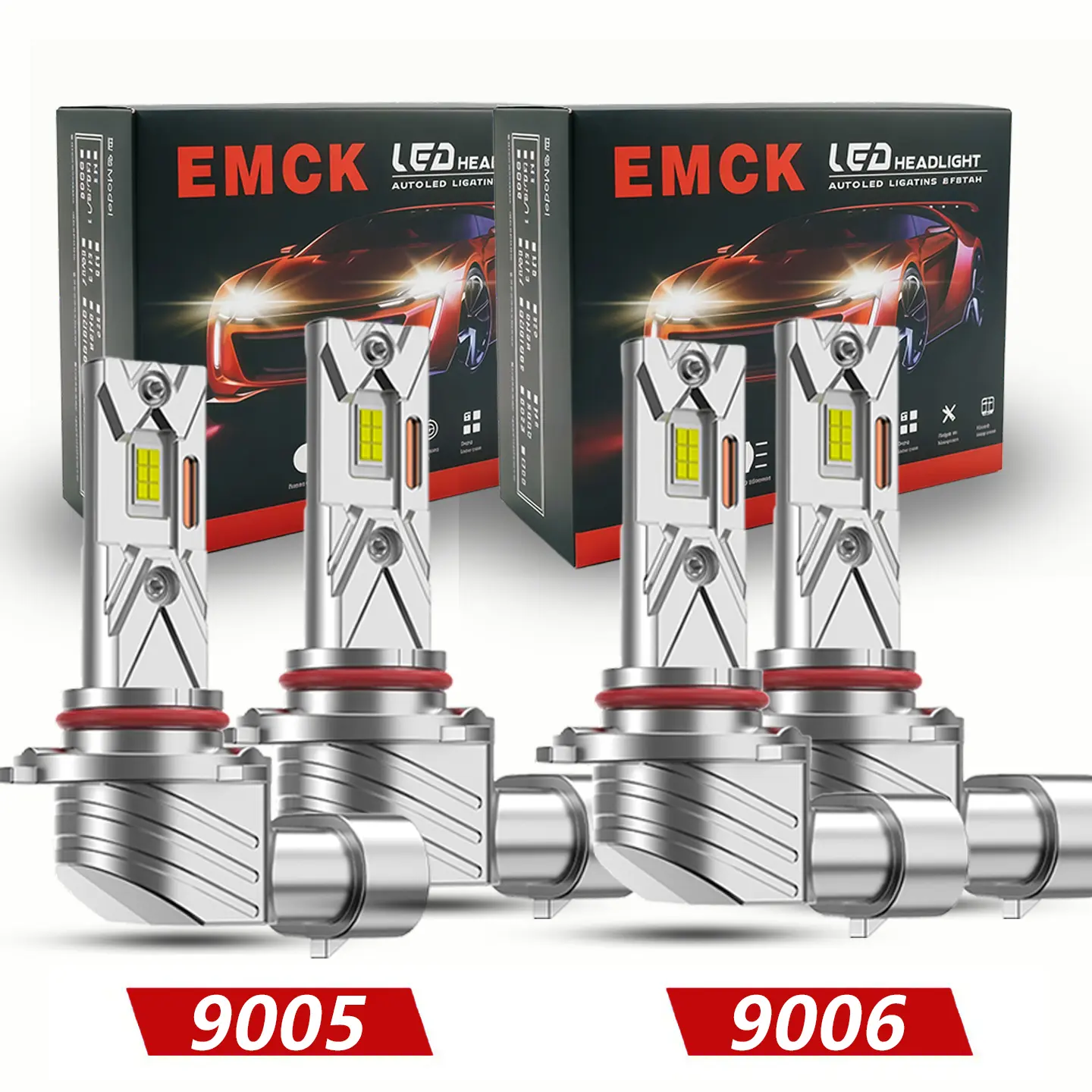 OKCKMK 9005/HB3+9006/HB4 LED headlight kit, high/low beam, high LM output, 6000K cool white, IP68 waterproof, 1:1 factory halogen dimensions, plug-and-play in 3 minutes [Please check the pictures to confirm your vehicle model]