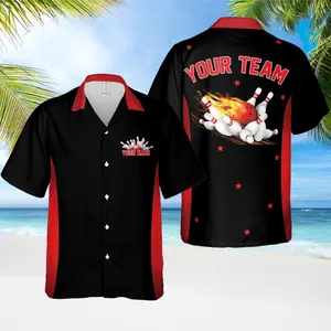 Personalized  Bowling Hawaiian Shirt, Custom Name Button Down Shirt, Custom Name, Neon Bowling Matching Shirt, Bowler Shirts