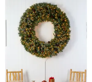 Nearly Natural 5' Giant Flocked Christmas Wreath