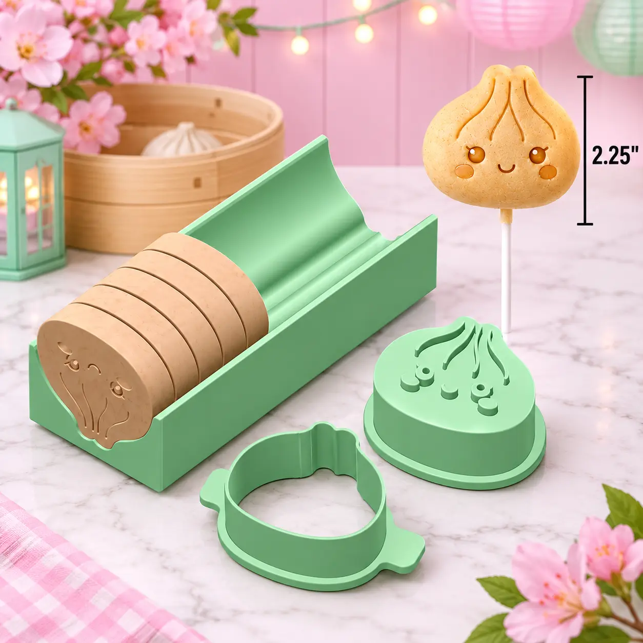 Dumpling Cake Pop Cutter Plunger and Tray Set for Baking 2.25" Size Perfect for Creative Desserts and Treats