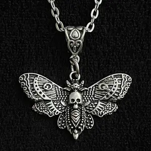 Halloween moth necklace new product creative death moth necklace personality trend hip hop skull necklace men and women