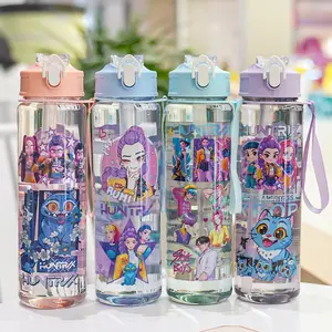 High-Value Plastic Cup with Straw, Durable Heat Resistant Space Cup, Bounce Lid, Portable Cartoon Straw Water Bottle