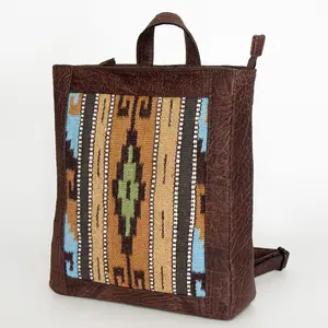 American Darling Backpack Saddle Blanket Fabric Genuine Leather Western Women Bag | for Laptop School Purse Travel