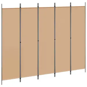 vidaXL 5-Panel Room Divider Beige 98.43 x 78.74 in Fabric, Chic Living Room Folding Screen, Stylish Privacy Divider, Fabric Partition for Space & Decor 42039209
