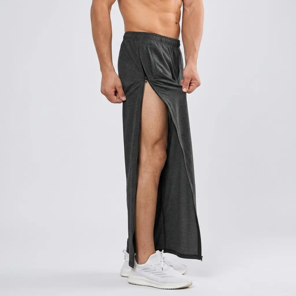 Socofy Men's Tear Away Pants 2 Side Snap Open Bottom Sweatpants Loose Fit Casual Post Surgery Pants with Pockets