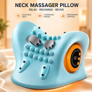 26° Ergonomic Neck Massager with Heat 3 Modes Cervical Traction Device for Shoulder & Neck Muscle Relax Portable Chiropractic Pillow for Home Office Use summervibes - Golden, Daily Removable