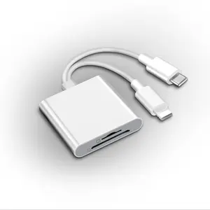 2-in-1 SD Card Reader, Portable Type-C Dual-Slot Memory Card Reader for USB-C Devices, Plug-and-Play Adapter for Gaming and Data Transfer