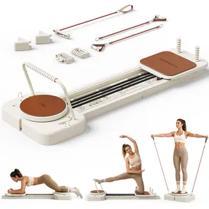 FED FITNESS Pilates Reformer Machine with Extended Slide Rail,Full Body Core Training Equipment with Twisting Board,Flexibility and Balance Training