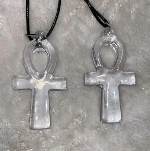 Clear Ankh Pendant Necklace - Elegant Egyptian Symbol Jewelry for Women and Men