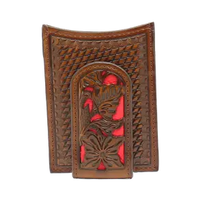Nocona Men's Western Red Floral Inlay Magnet Money Clip Wallet N5426504