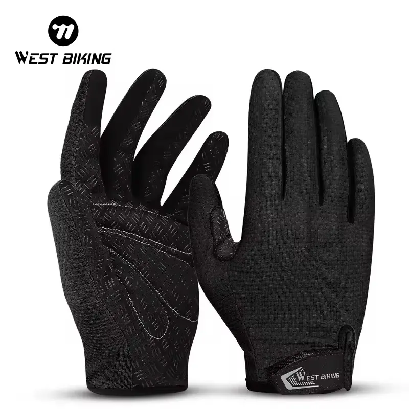 WEST BIKING Shockproof Full Finger Racing Protective Gloves, Breathable & Waterproof, Touch Screen Compatible, Ideal for Road & Mountain Biking