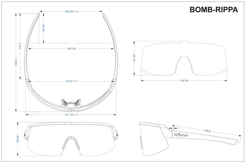 BOMB RIPPA ANSI Z87+ Safety Sunglasses with 7 Base Sports Wrap Cylinder Lens for Maximum Protection and Ergonomic Comfort
