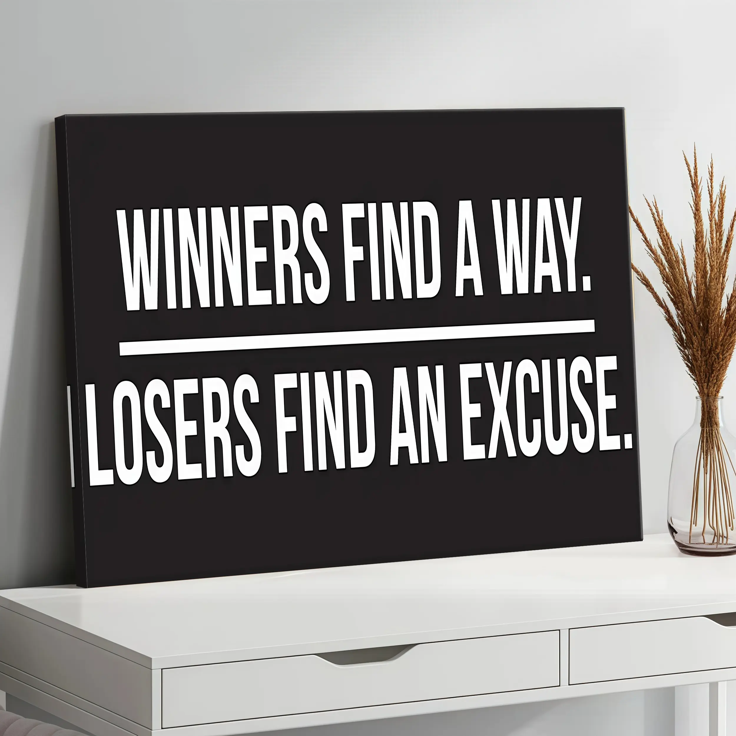 Winners Find A Way. Losers Find An Excuse – Gym, Office, Garage Decor – Bold Indoor/Outdoor Poster-Style Banner