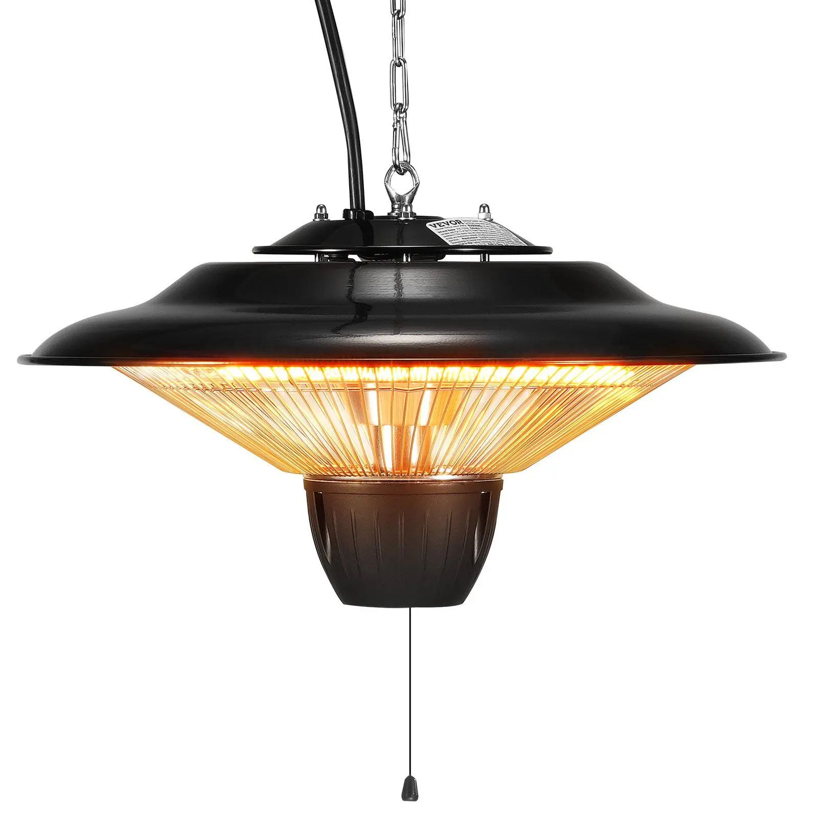VEVOR Hanging Patio Heater, 1500W Outdoor/Indoor Electric Space Infrared Heater, IP34 Protection Ceiling Heater with 23.6 inch Pull Cord & 20 inch Adjustable Chain, for Porch,Patio,Dining Room,Studio