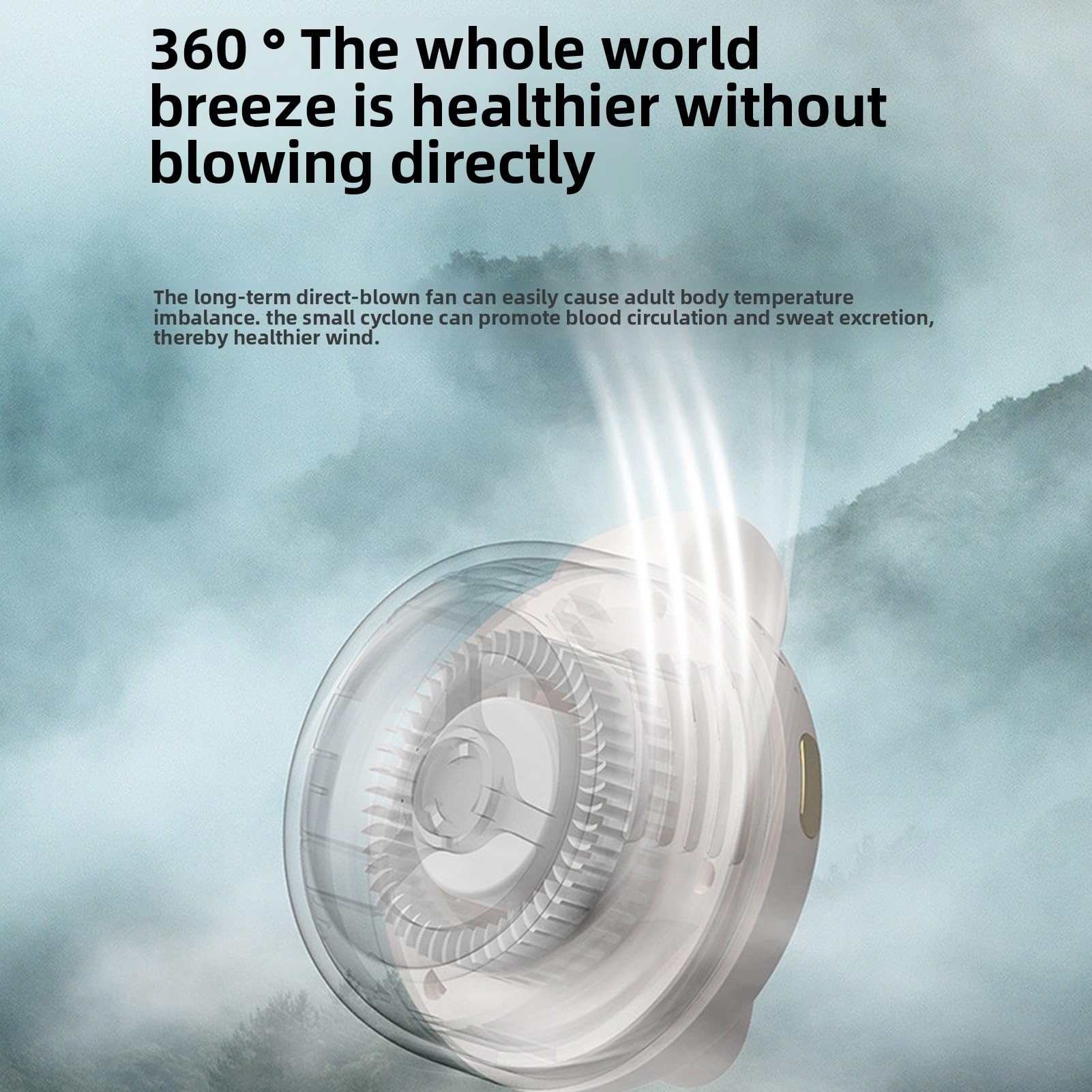 Portable Clip-On Fan, Mini USB Rechargeable 360° Rotatable Fan, 3-Speed Silent Mini Bladeless Fans