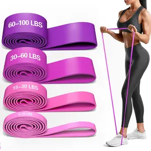 5-100 LBS Stretching Aid Resistance Band, 4 Counts/set Portable Fitness Equipment, Workout Bands, Muscle Training Equipment for Home Gym Workout, Gym Equipment, Calisthenics Tools, Workout Straps