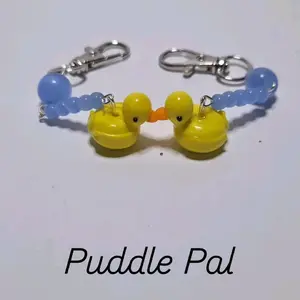 Puddle Pal Keychain Set with Adorable Yellow Duck Charms and Blue Beaded Accents for Cute Accessory