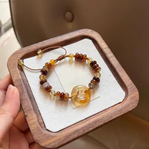 Adjustable Agate Peace Buckle Bracelet, Natural Stone Beaded Bracelet, Boho Minimalist Jewelry for Women Men Healing Crystal Jewelry Gift for Her