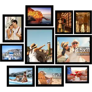 17 Pack Picture Frames Collage Wall Decor for Mounting or Tabletop Display, Gallery Frame Set for Family, Multi Sizes Including 3pcs 8.5x11, 7pcs 5x7, 7pcs 4x6, Black